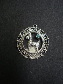 Vintage Sterling Silver Pendant or Large Charm - Poodle