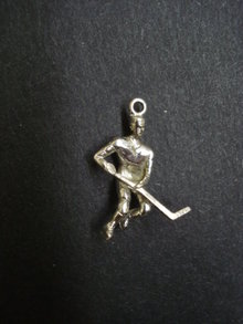 Unique Vintage Sterling Silver Charm - Hockey Player Figure