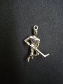 Unique Vintage Sterling Silver Charm - Hockey Player Figure