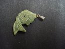 Vintage Carved Jade Stone Charm - Angel Fish