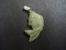 Vintage Carved Jade Stone Charm - Angel Fish