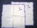 Embroidered Napkins - Pair - Crochet Border