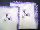 Embroidered Napkins - Pair - Crochet Border