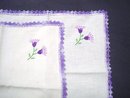 Embroidered Napkins - Pair - Crochet Border