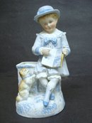 Antique Figural Bisque Vase - Lil Teacher - Hand Painted