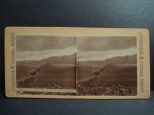 Original Antique Stereoscopic Card Iceland Traveling on Horses