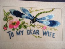 Silk Embroidery Postcard - 1917 - To my Dear Wife