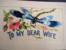 Silk Embroidery Postcard - 1917 - To my Dear Wife