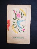 Silk Embroidery Postcard - 1918 - Birthday Greetings - Remembrance