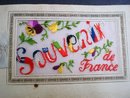 Silk Embroidery Postcard - Christmas 1917 Souvenir de France WWI