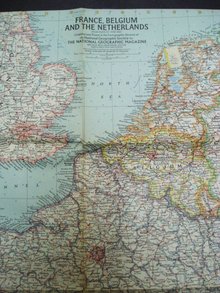 1960 Map of France Belgium and Nrtherlands Atlas Plate 32