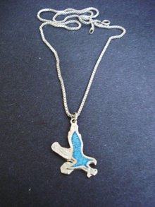 Pendant Necklace Turquoise Inlay Eagle