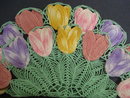 Antique Doily - Colourful Tulips - Hand Made