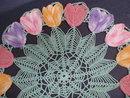 Antique Doily - Colourful Tulips - Hand Made