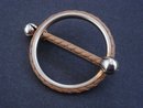 Antique Scottish Style Large Brooch - Leather and Silver Tone Finish