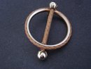 Antique Scottish Style Large Brooch - Leather and Silver Tone Finish