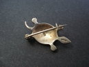 Victorian Figural Brooch Jeweled Turtle - Peridot Stones on Sterling Silver