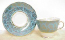 Colclugh Tea Cup & Saucer Aqua-Gold