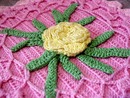 Pretty Vintage Colorful Pot Holder, Raised Rose