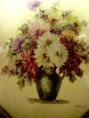 Needlework Floral Picture Shadow Frame