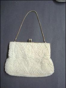 Shimmering White Ladies Evening Bag - Beaded
