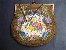 Lovely Petit Point Purse Floral Needlework