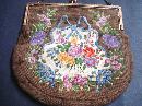 Lovely Petit Point Purse Floral Needlework