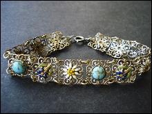 Antique Filigree Bracelet Silver Tone