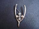 Sterling Brooch Wishbone Four Leaf Clover