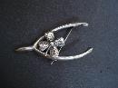Sterling Brooch Wishbone Four Leaf Clover
