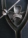 Sterling Brooch Wishbone Four Leaf Clover