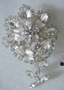 Diamante Crystal Brooch Signed Sherman