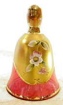 Antique Cranberry & Gold Art Glass Fancy BELL