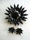 1940s Black Jet Brooch and Matching Earrings - Uncommon - Large Brooch