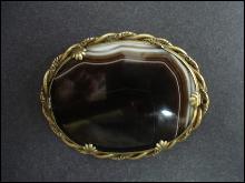 Antique Scottish Ribbon Agate Oval Brooch