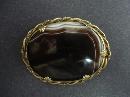 Antique Scottish Ribbon Agate Oval Brooch