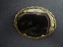 Antique Scottish Ribbon Agate Oval Brooch