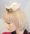 30 Organdy White Rose with Net HAT