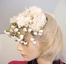 ANTIQUE HAT 20's White Flowers with Net