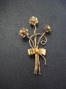 Silver Brooch by Coro - Golden Bouquet with Bow - Gold Plate on Silver