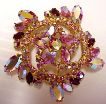 40's PINK IRIDESCENT Large BROOCH