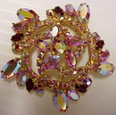 40's PINK IRIDESCENT Large BROOCH