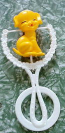 50's Plastic BABY Rattle*Tiny DOG