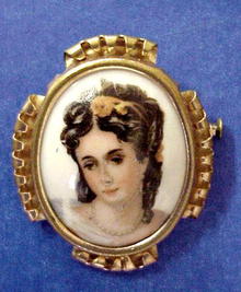 Limoges Porcelain Brooch - Portrait