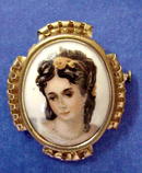 Limoges Porcelain Brooch - Portrait