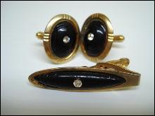 Antique Tie Clip and Cufflinks Cuff Links