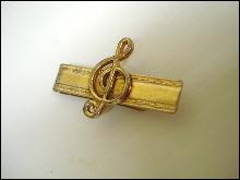 Antique Tie Clip with Clef Musical symbol