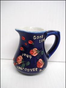 1944 Good Luck Jug Vancouver BC Floral Souvenir Jug