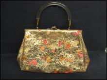 Antique Celluloid Purse Bag Autumn LeavesGold Accents