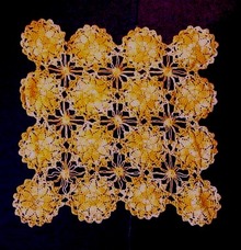 Pretty Crocheted Doily - Orange Flowers